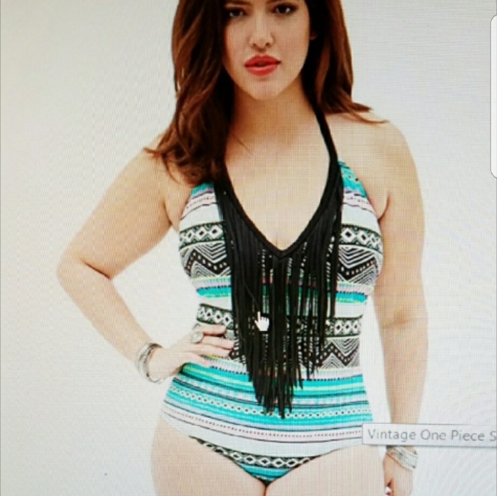 Fringe multicolor halter swimsuit
